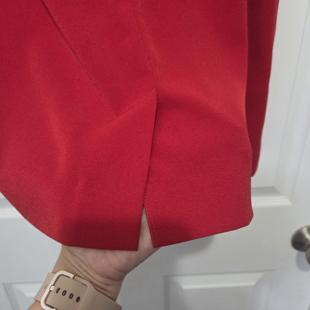 Vintage Bleye Pull-on A-line Elastic Waist Red Midi Skirt Size 12 - Picture 3 of 7